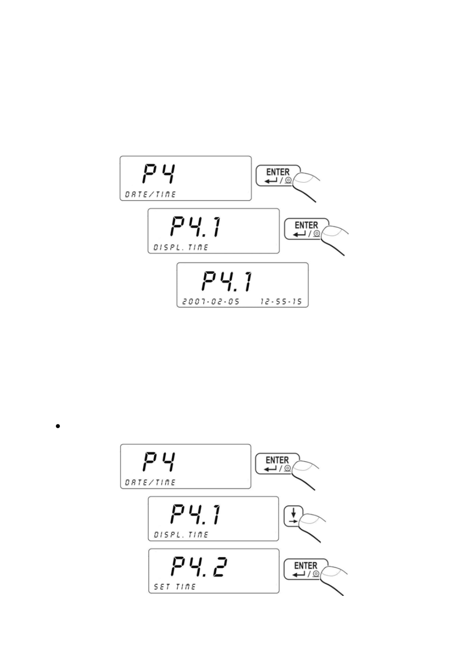 Date / time setting, Time view, Time setting | Date time setting, Ime view, Ime setting | RADWAG PUE C41H Indicator User Manual | Page 48 / 163