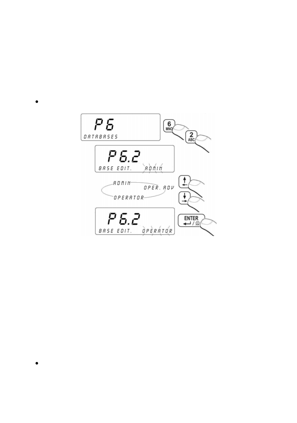 Access level, Access level to edition of databases, Access level for disabled logging | Ccess level to edition of databases | RADWAG PUE C41H Indicator User Manual | Page 60 / 163