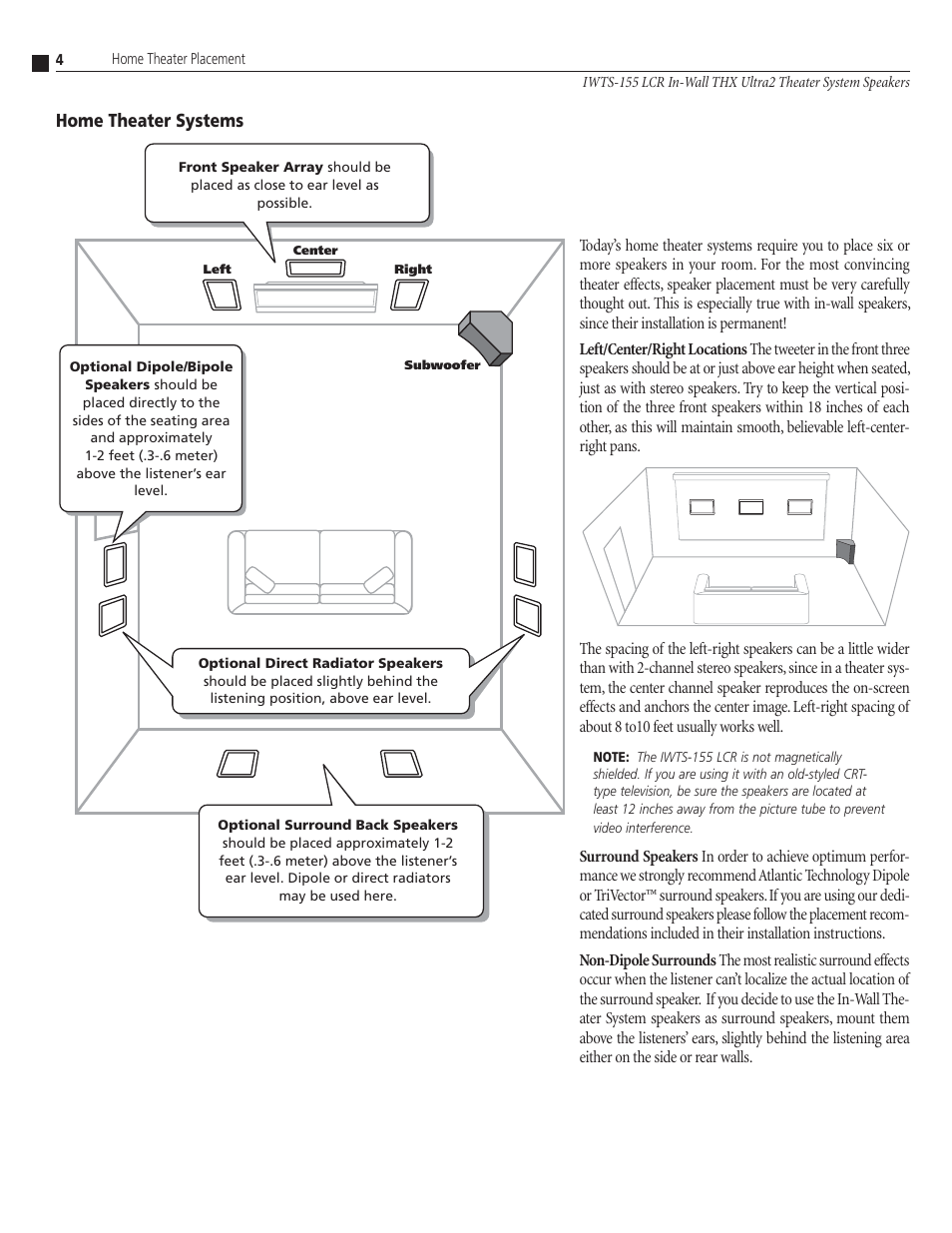 Home theater systems | Atlantic Technology IWTS-155 User Manual | Page 4 / 8