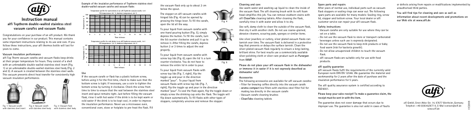 alfi Toptherm double-walled stainless steel vacuum carafes and vacuum flasks User Manual | 1 page
