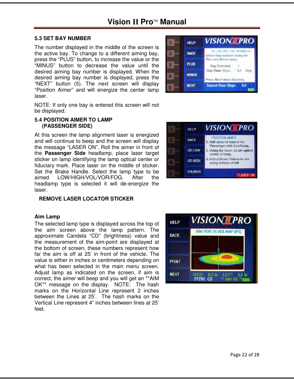 Vision ii pro, Manual | American Aimers VIIPRO Image Processor Headlight Aimer User Manual | Page 22 / 28