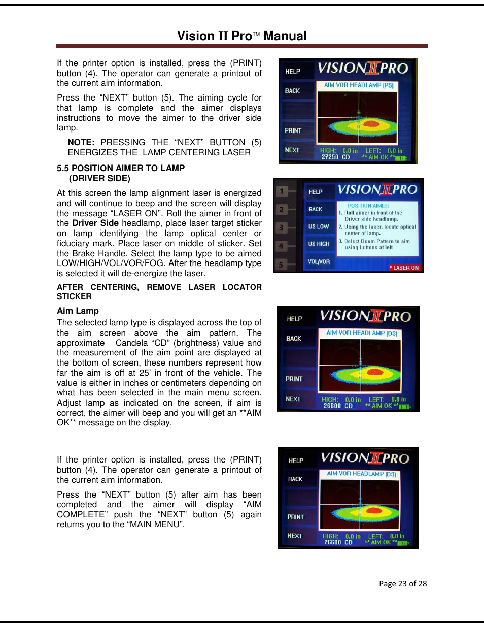 Vision ii pro, Manual | American Aimers VIIPRO Image Processor Headlight Aimer User Manual | Page 23 / 28