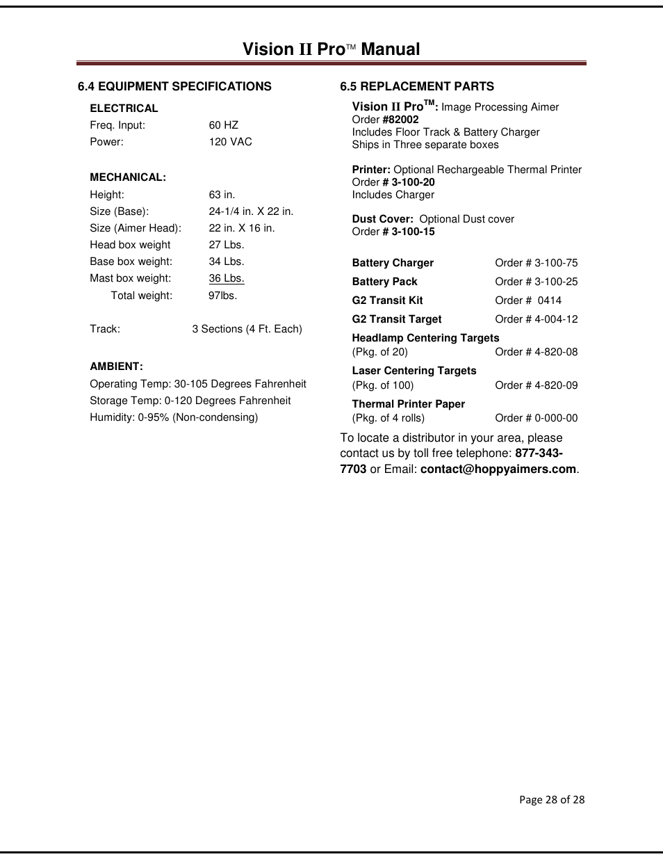 Vision ii pro, Manual | American Aimers VIIPRO Image Processor Headlight Aimer User Manual | Page 28 / 28