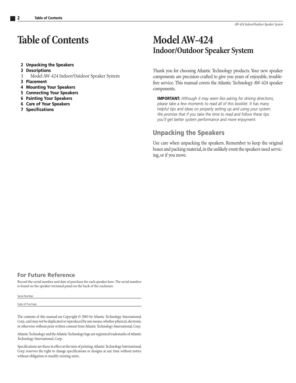 Atlantic Technology AW-424 User Manual | Page 2 / 8
