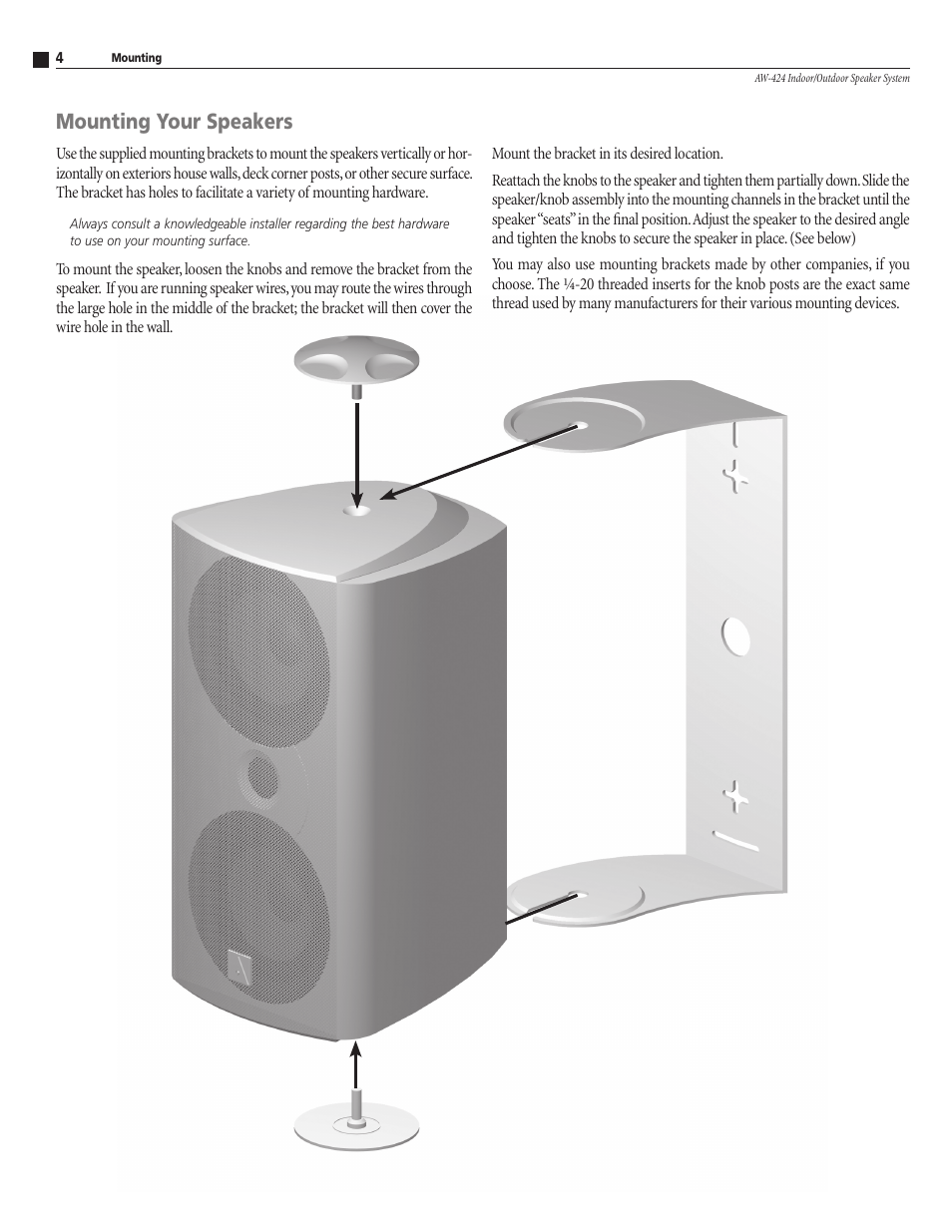 Mounting your speakers | Atlantic Technology AW-424 User Manual | Page 4 / 8