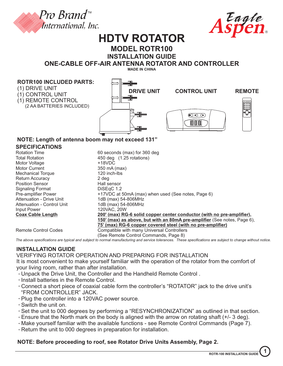 Antennas Direct ROTR100 User Manual | 8 pages