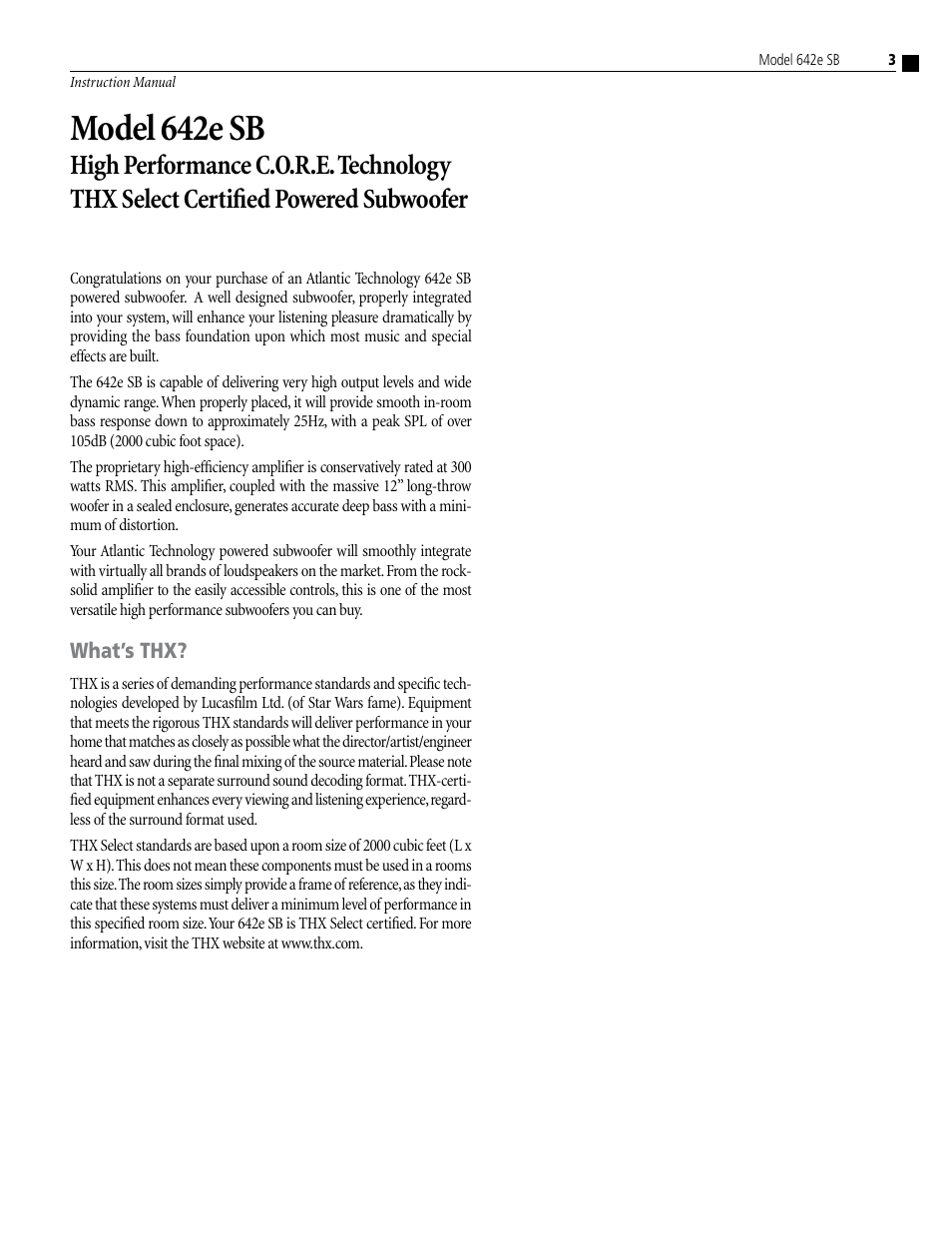 Model 642e sb | Atlantic Technology 642e SB User Manual | Page 3 / 12