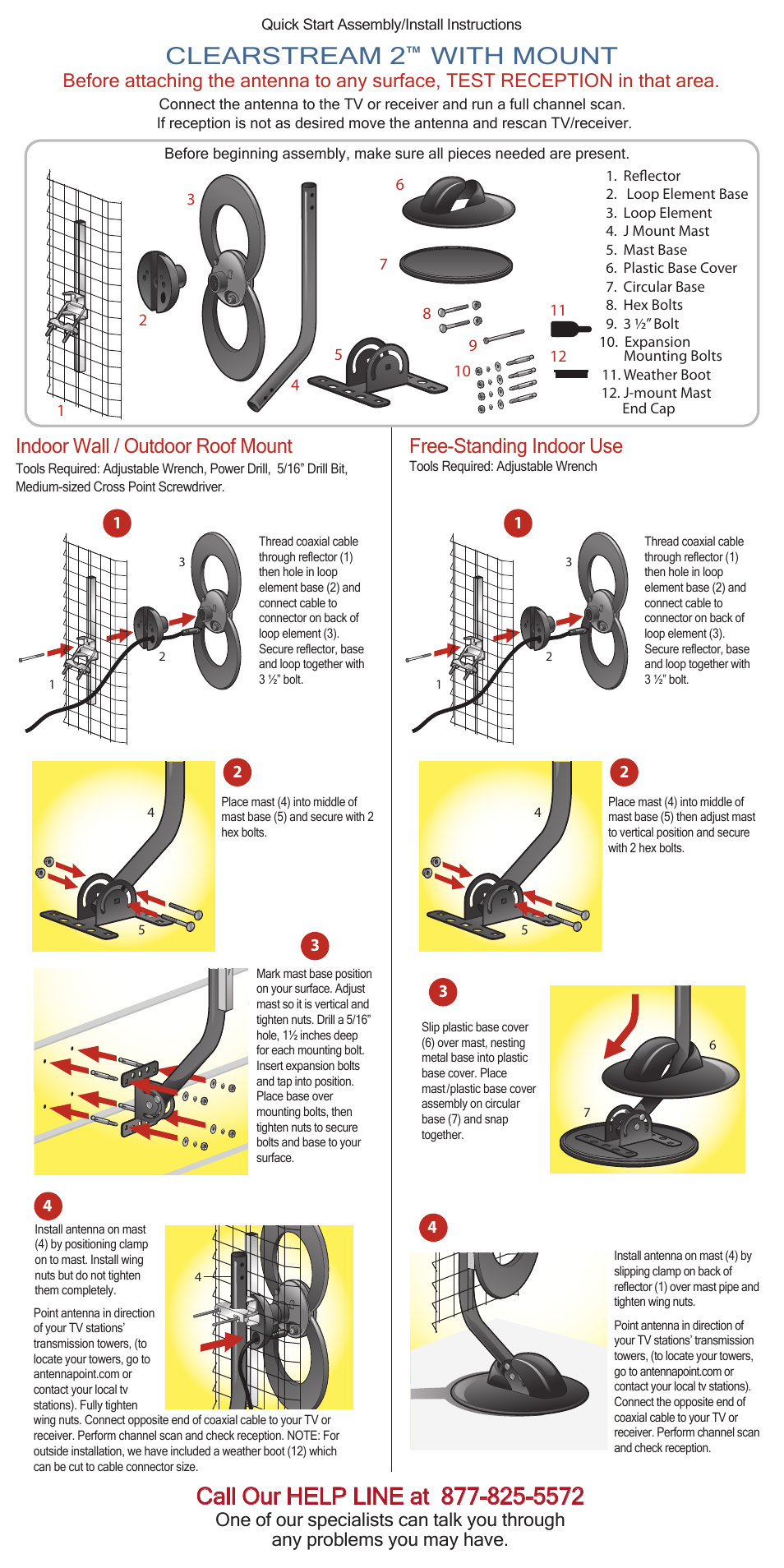 Antennas Direct ClearStream 2 Indoor/Outdoor DTV Assembly Instructions User Manual | 1 page