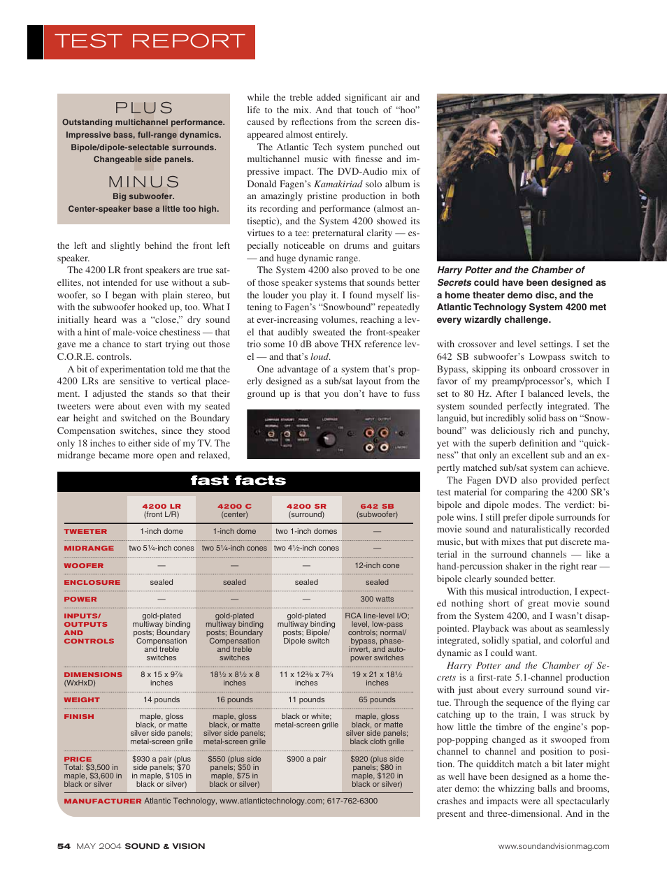 Test report, P l u s, Fast facts | Atlantic Technology System 4200 User Manual | Page 2 / 3