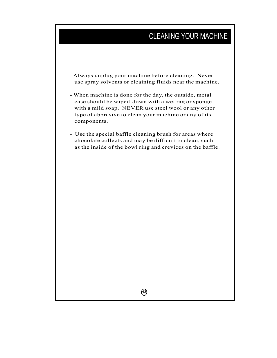 Rev delta manual cln.pdf, Cleaning your machine | ChocoVision REVOLATION DELTA User Manual | Page 13 / 13