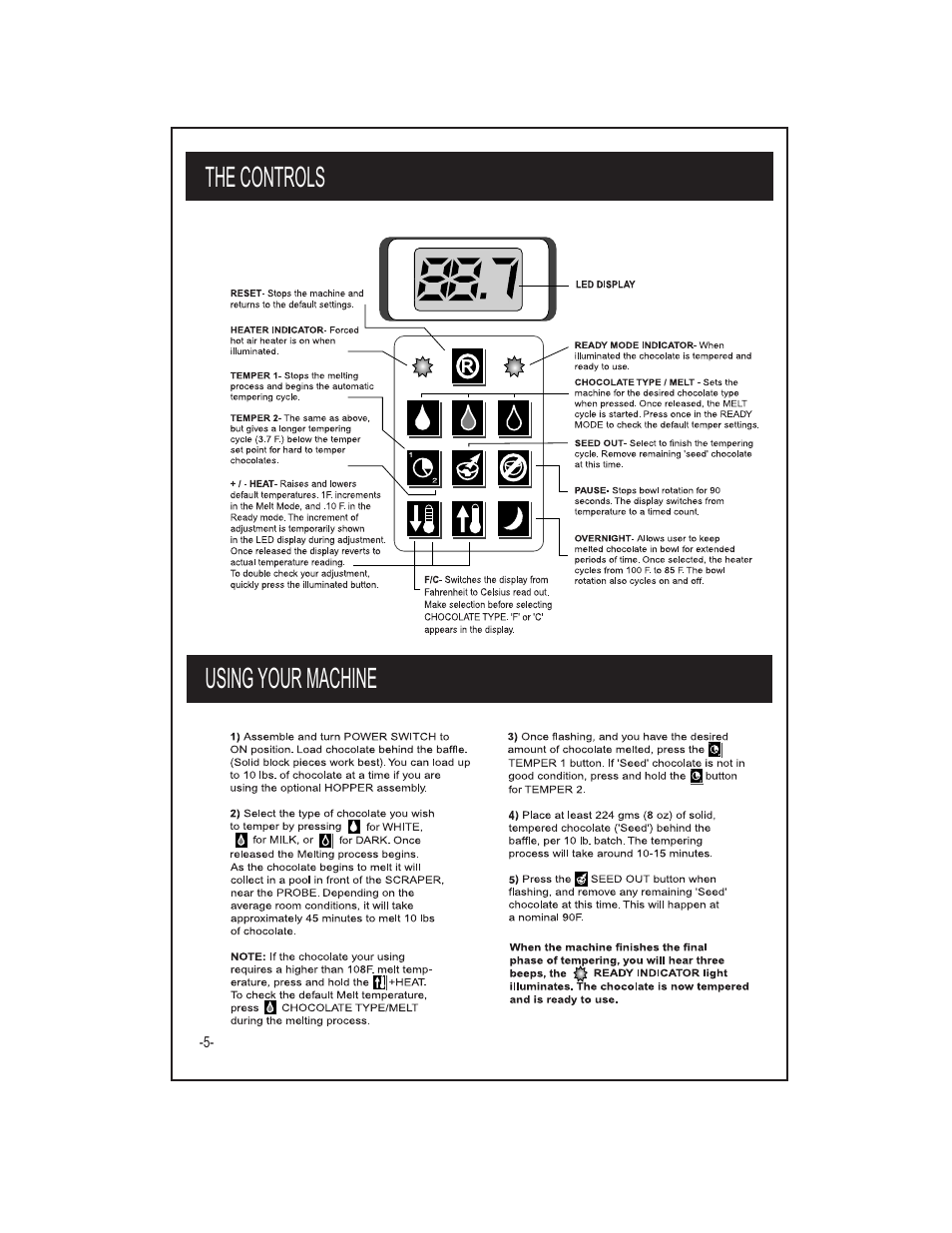 Using your machine the controls | ChocoVision REVOLATION X3210 User Manual | Page 6 / 8