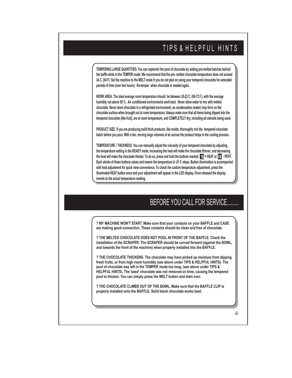 Before you call for service | ChocoVision REVOLATION X3210 User Manual | Page 7 / 8