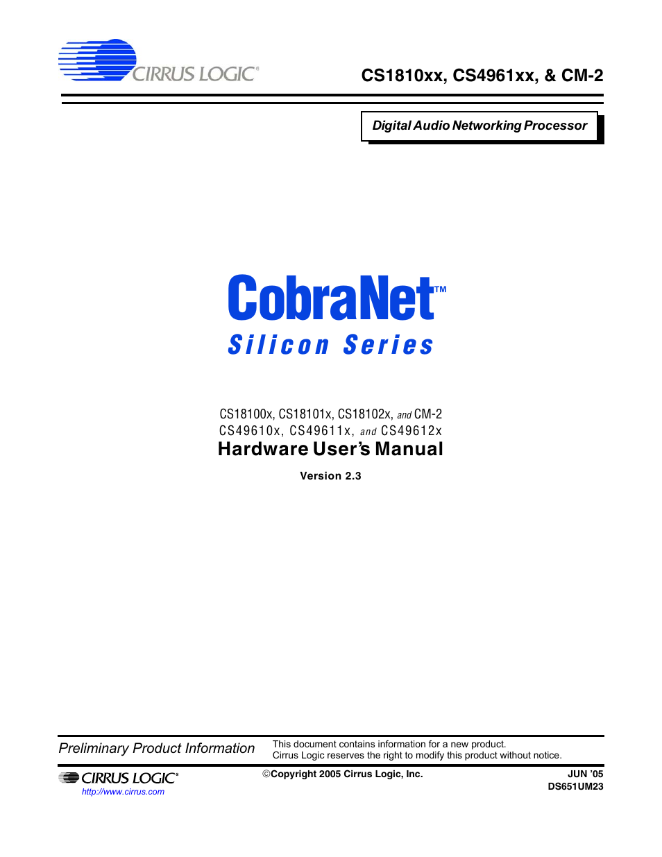 Cirrus Logic CS1810xx User Manual | 54 pages