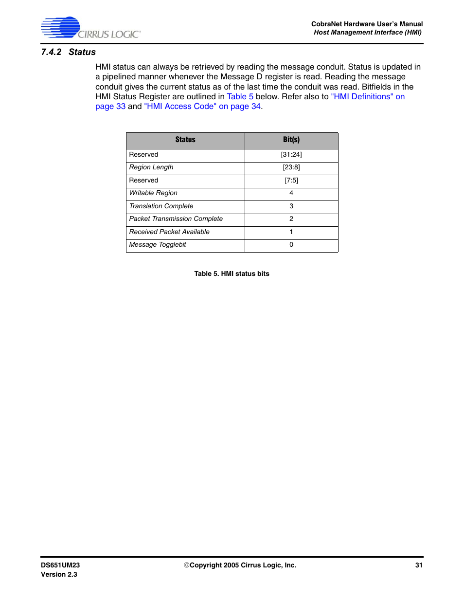 2 status | Cirrus Logic CS1810xx User Manual | Page 31 / 54