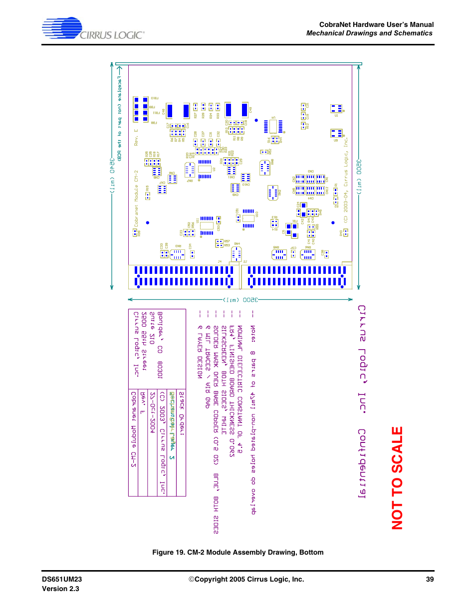 Figure 19. cm-2 module assembly drawing, bottom, Not to scale | Cirrus Logic CS1810xx User Manual | Page 39 / 54