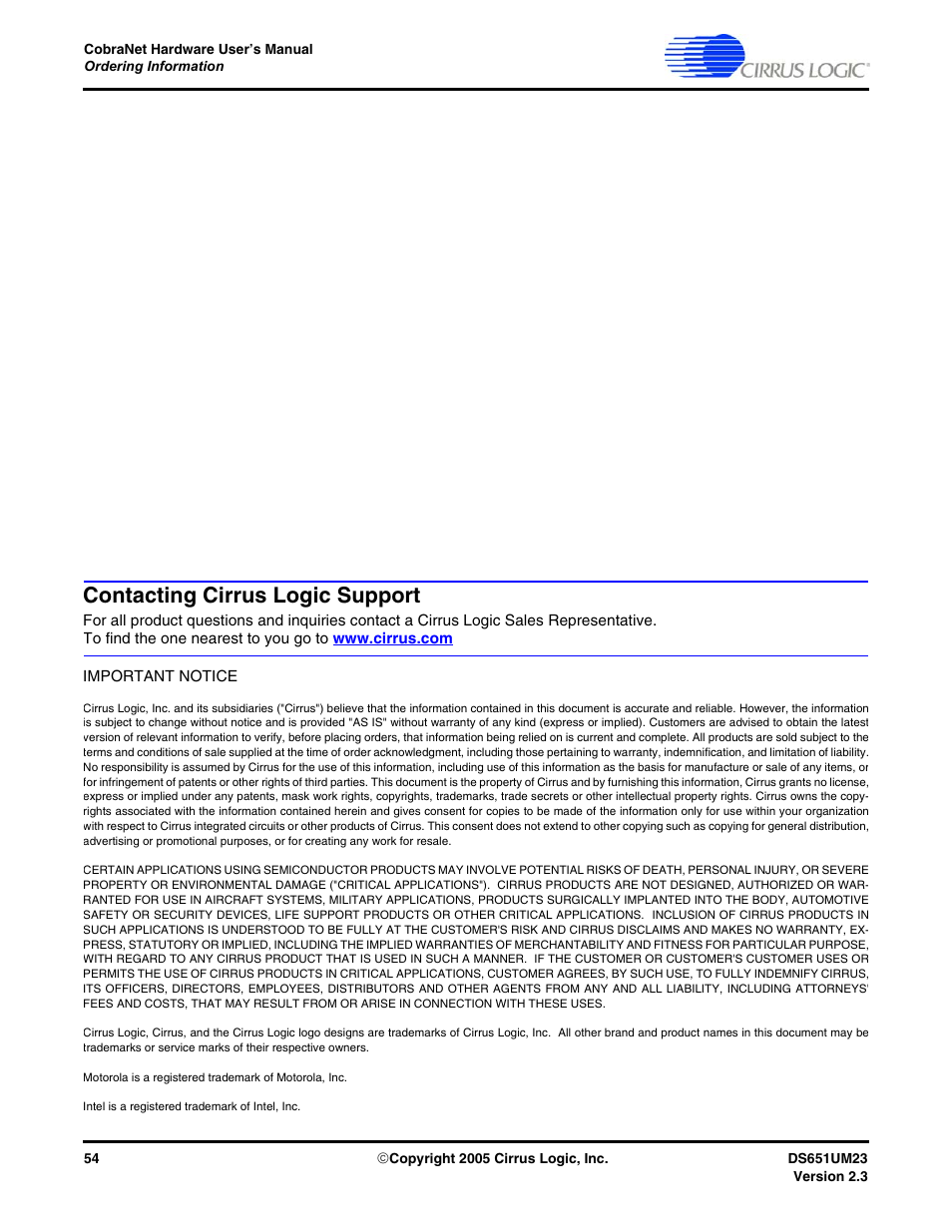 Contacting cirrus logic support | Cirrus Logic CS1810xx User Manual | Page 54 / 54