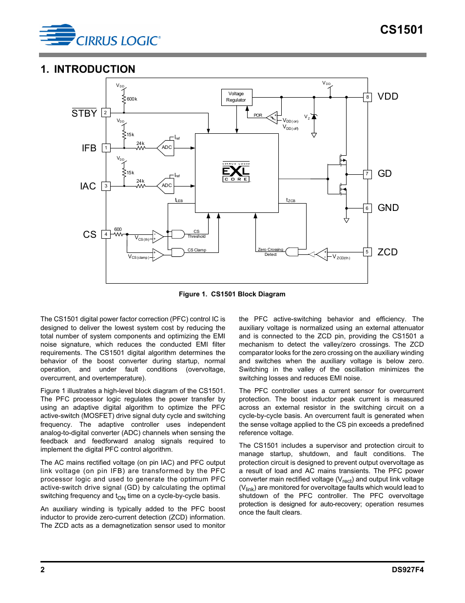 Introduction, Cs1501, Gnd ifb iac | Stby | Cirrus Logic CS1501 User Manual | Page 2 / 16