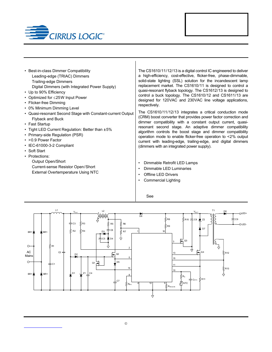 Cirrus Logic CS1613 User Manual | 16 pages