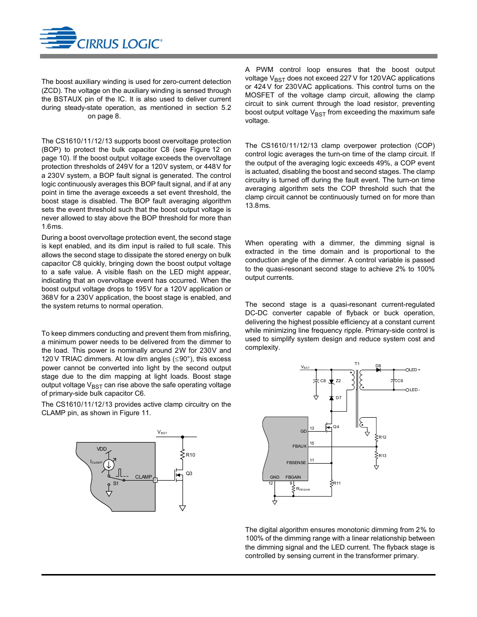 3 boost auxiliary winding, 4 boost overvoltage protection, 5 voltage clamp circuit | 1 clamp overpower protection, 7 quasi-resonant second stage | Cirrus Logic CS1613 User Manual | Page 10 / 16