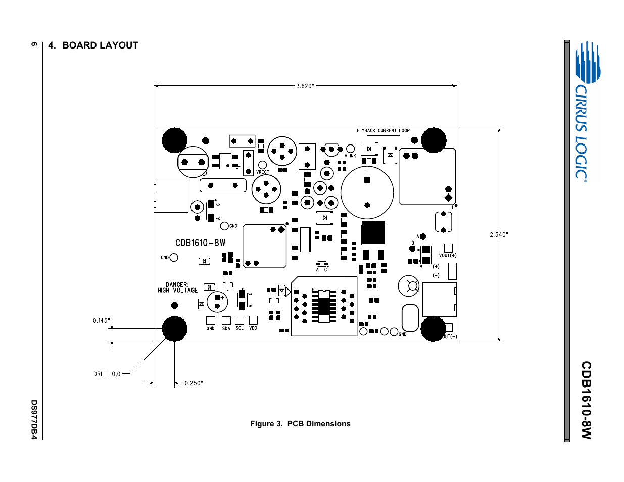 Board layout | Cirrus Logic CDB1610-8W User Manual | Page 6 / 21