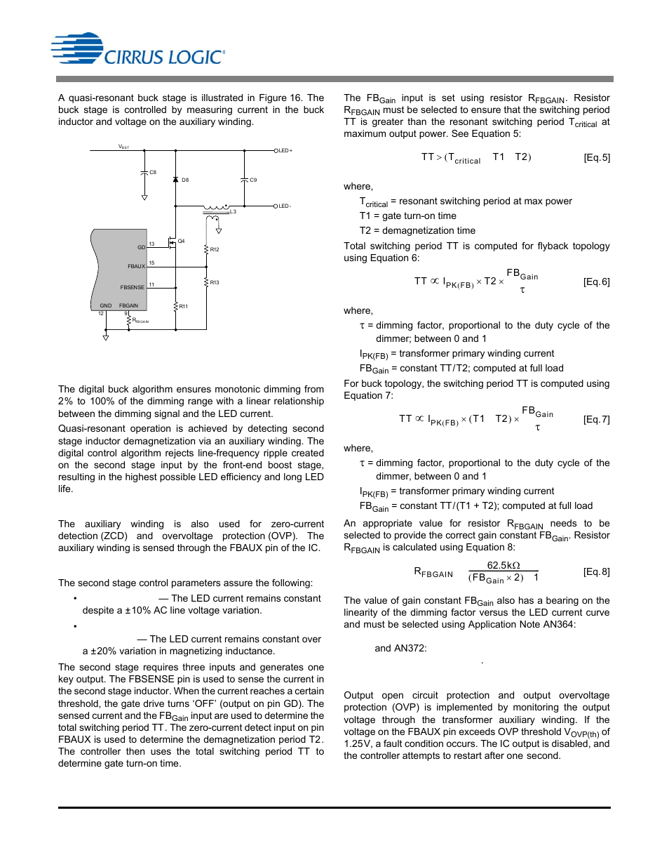 1 auxiliary winding configuration, 2 control parameters, 3 output open circuit protection | He control parameters | Cirrus Logic CS1613A User Manual | Page 12 / 18