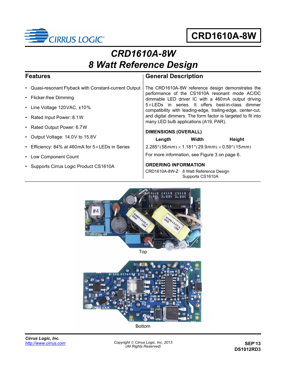 Cirrus Logic CRD1610A-8W User Manual | 24 pages