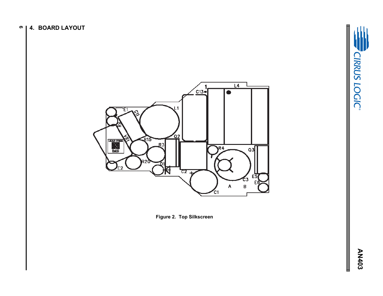 Board layout | Cirrus Logic AN403 User Manual | Page 6 / 15