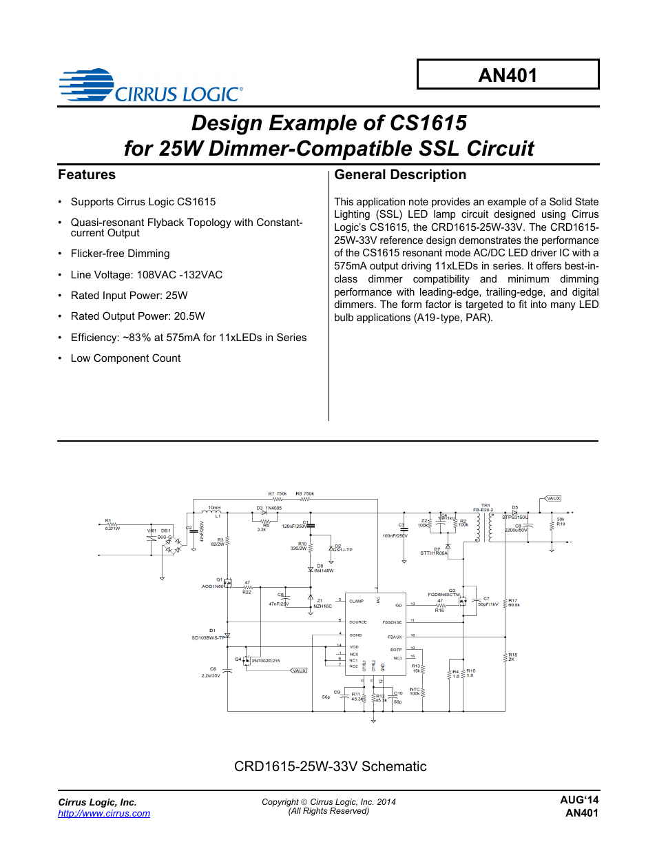 Cirrus Logic AN401 User Manual | 14 pages