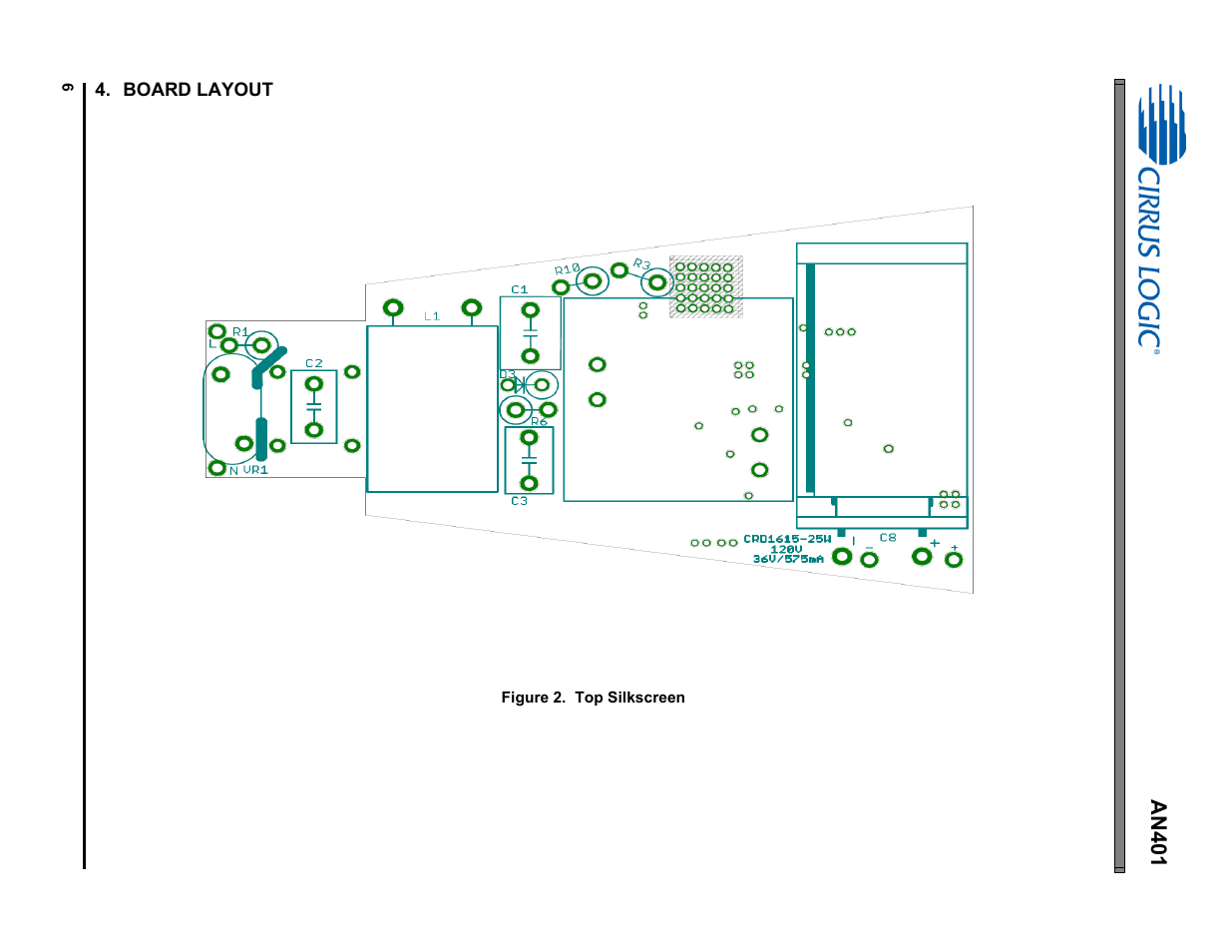 Board layout, An401 | Cirrus Logic AN401 User Manual | Page 6 / 14