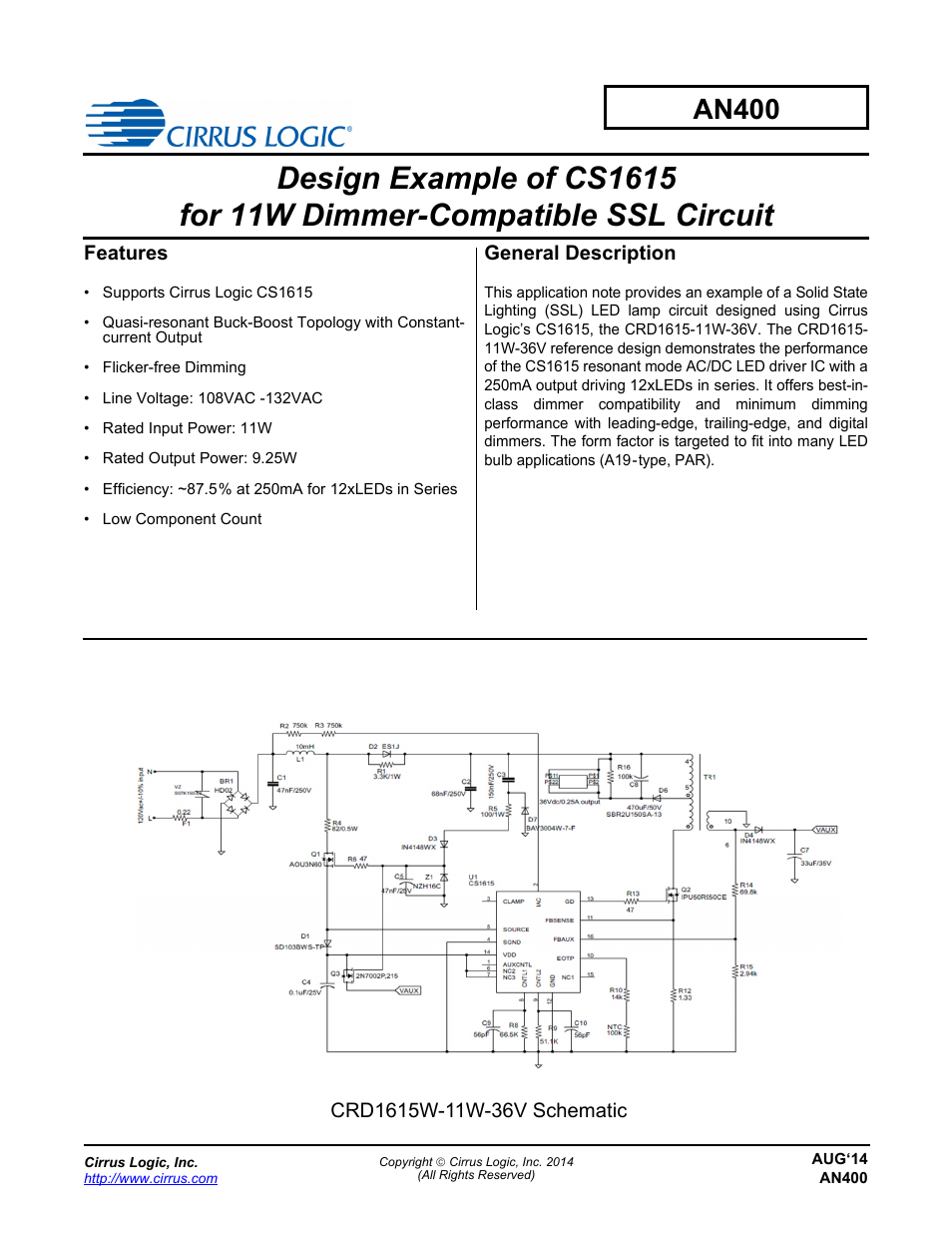 Cirrus Logic AN400 User Manual | 15 pages