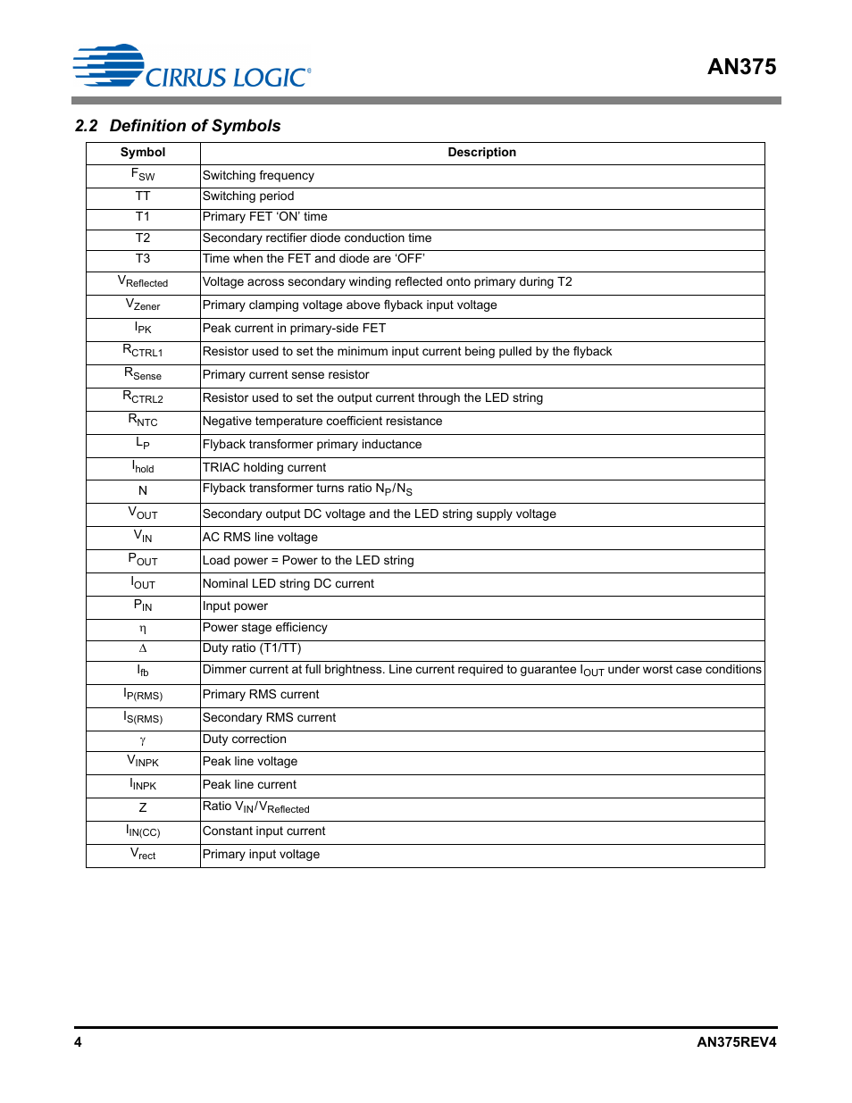 2 definition of symbols, An375 | Cirrus Logic AN375 User Manual | Page 4 / 27