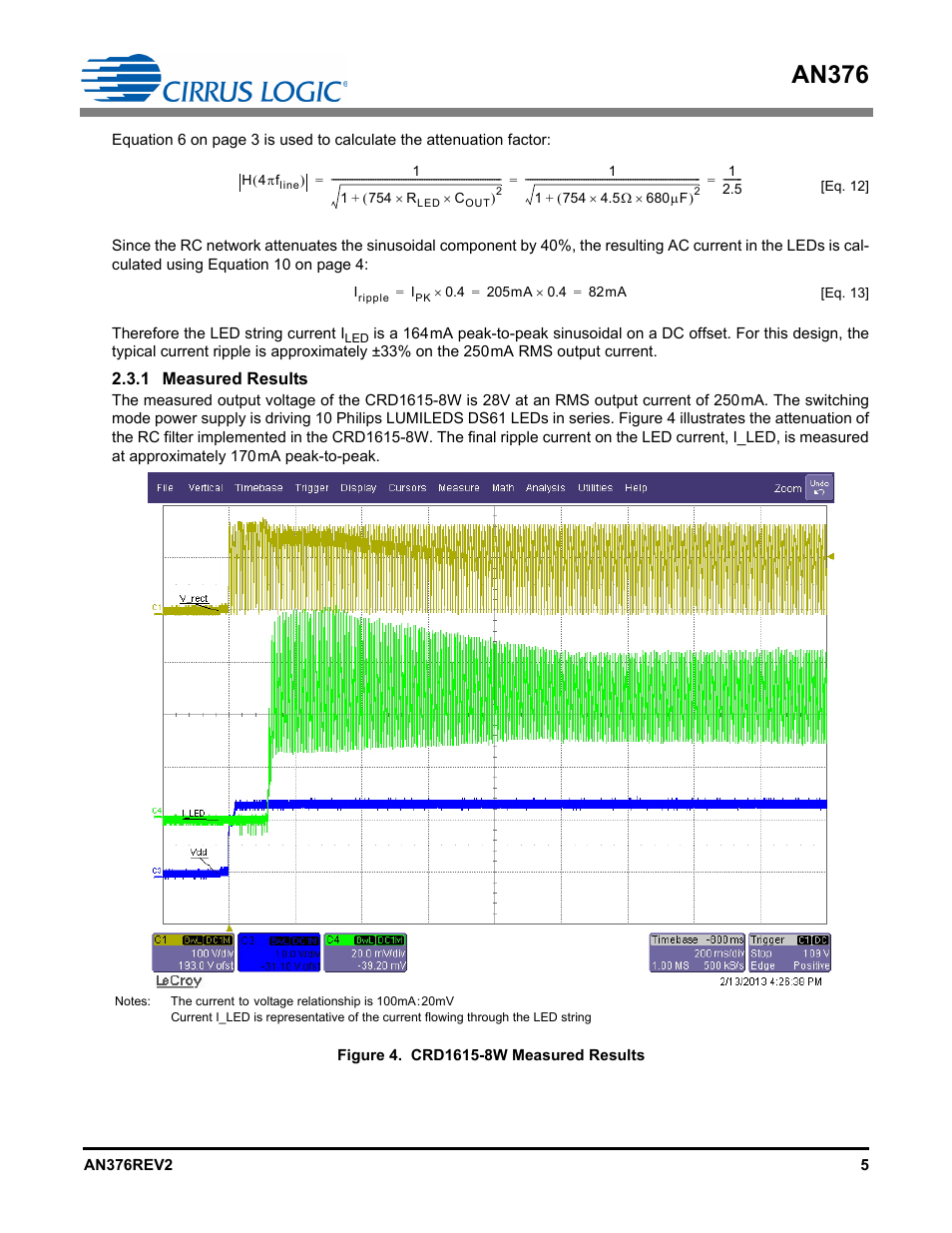 1 measured results, An376 | Cirrus Logic AN376 User Manual | Page 5 / 9