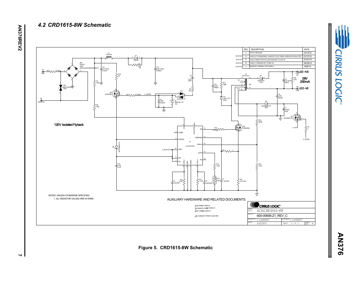 2 crd1615-8w schematic, An376, B5(9b | Zjosjykx]x\t, 9 p | Cirrus Logic AN376 User Manual | Page 7 / 9