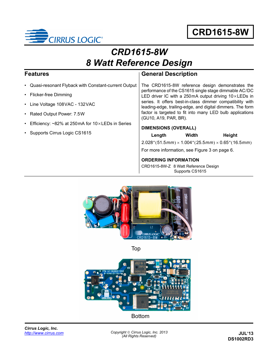 Cirrus Logic CRD1615-8W User Manual | 22 pages