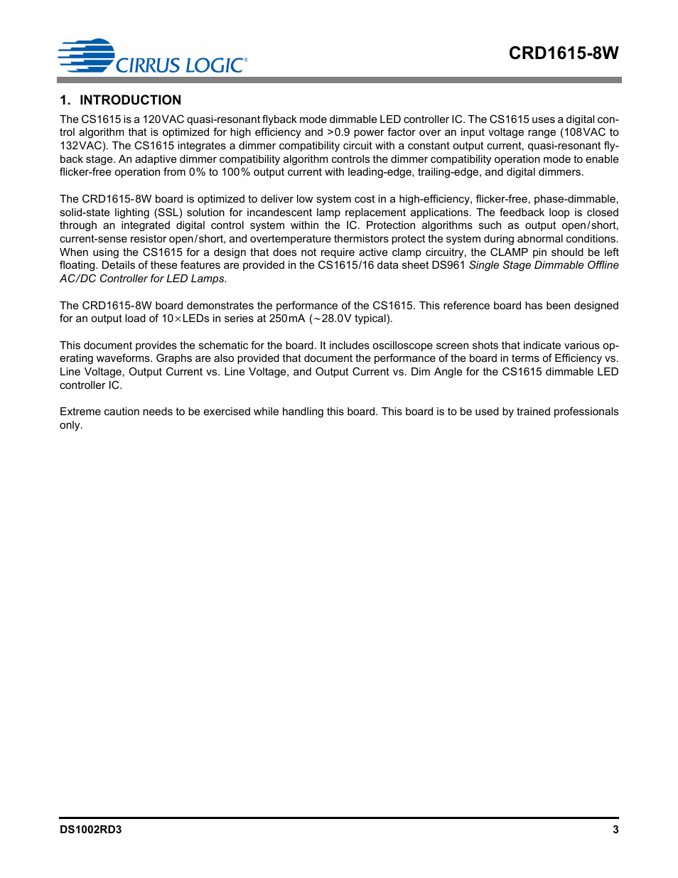 Introduction | Cirrus Logic CRD1615-8W User Manual | Page 3 / 22