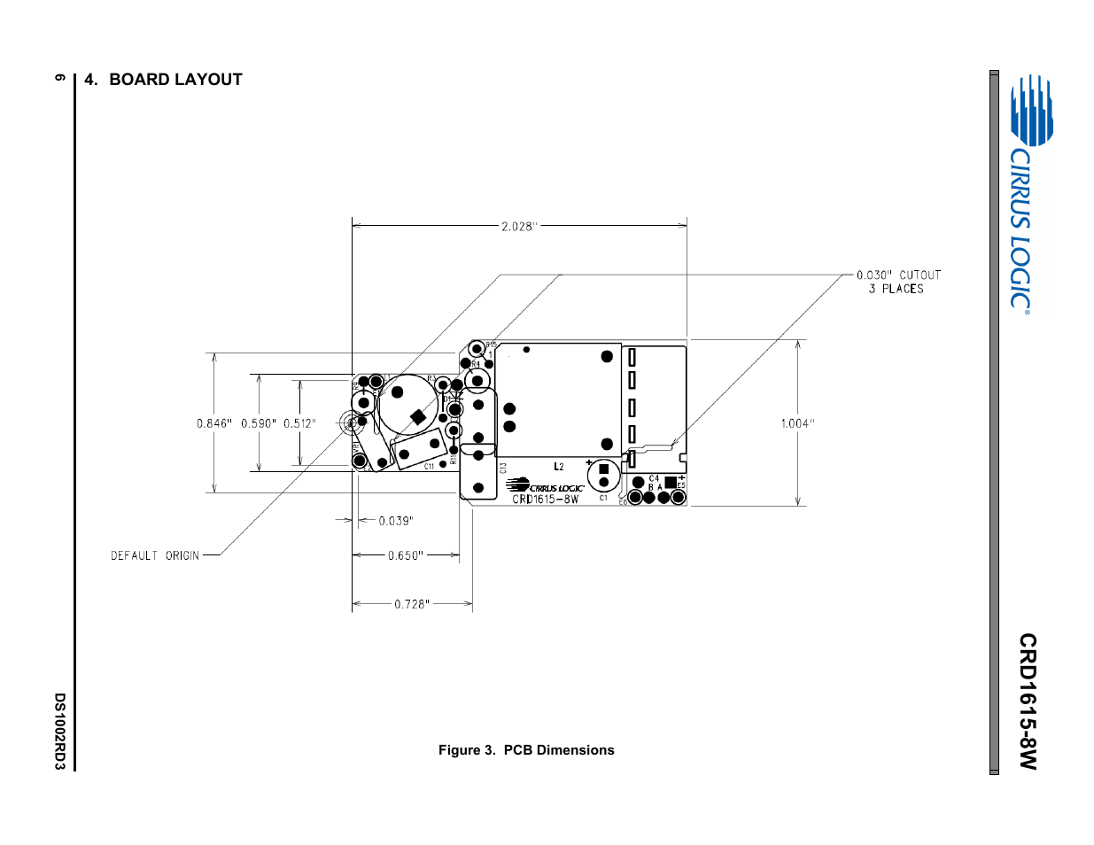 Board layout | Cirrus Logic CRD1615-8W User Manual | Page 6 / 22