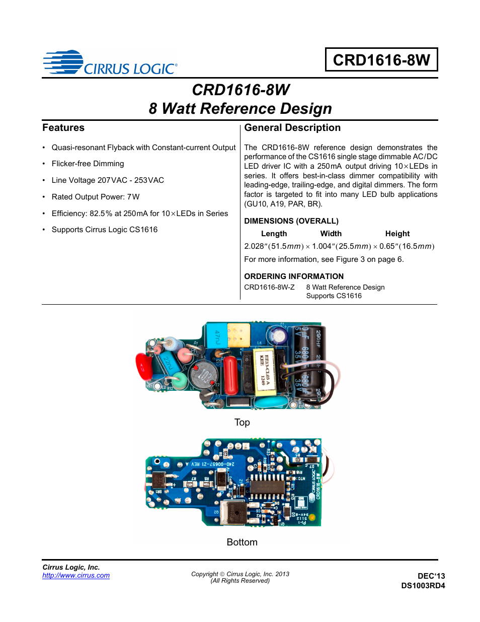 Cirrus Logic CRD1616-8W User Manual | 23 pages