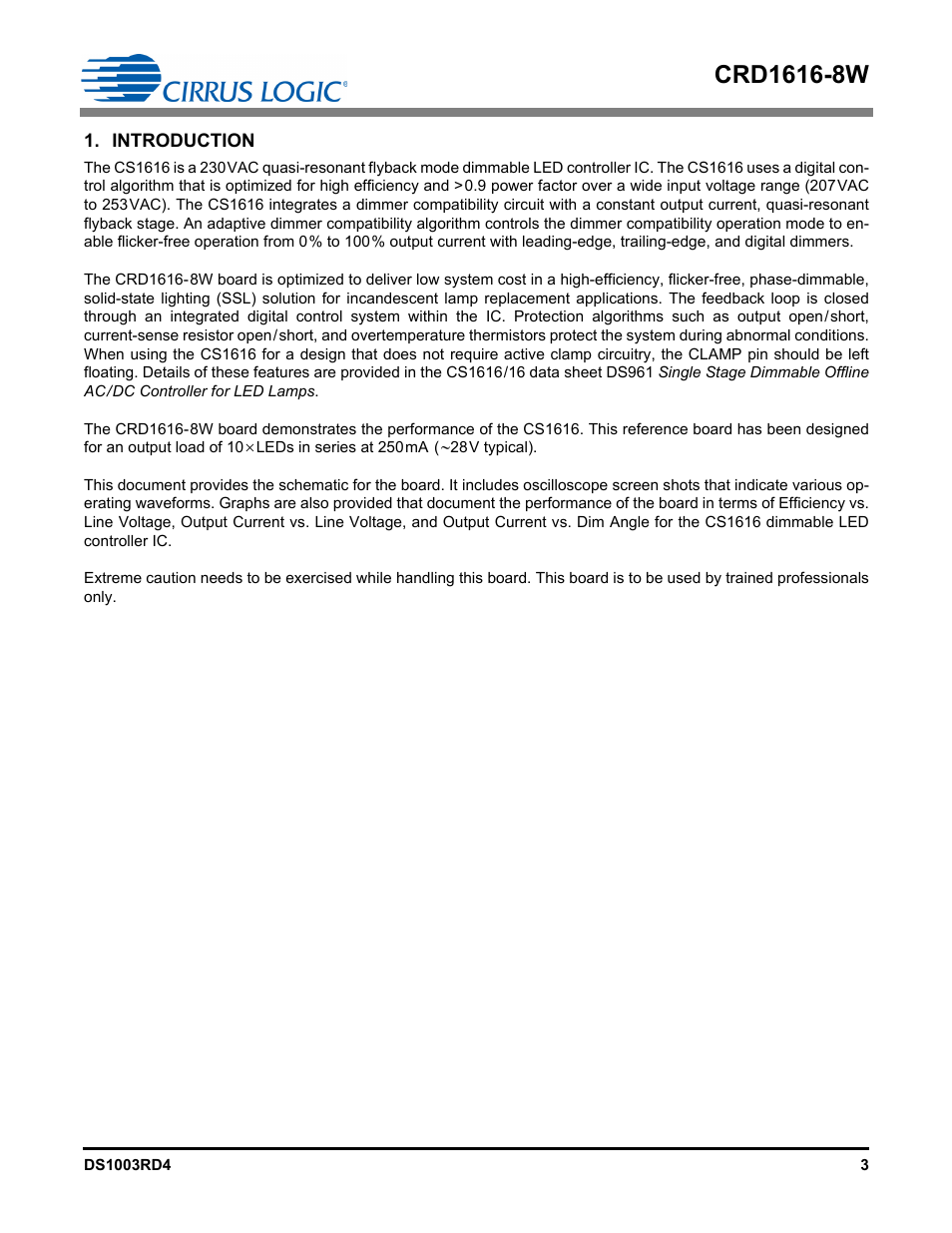 Introduction | Cirrus Logic CRD1616-8W User Manual | Page 3 / 23