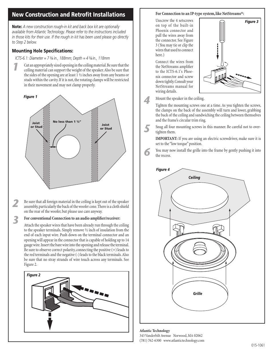 New construction and retrofit installations | Atlantic Technology ICTS-6.1 User Manual | Page 2 / 2