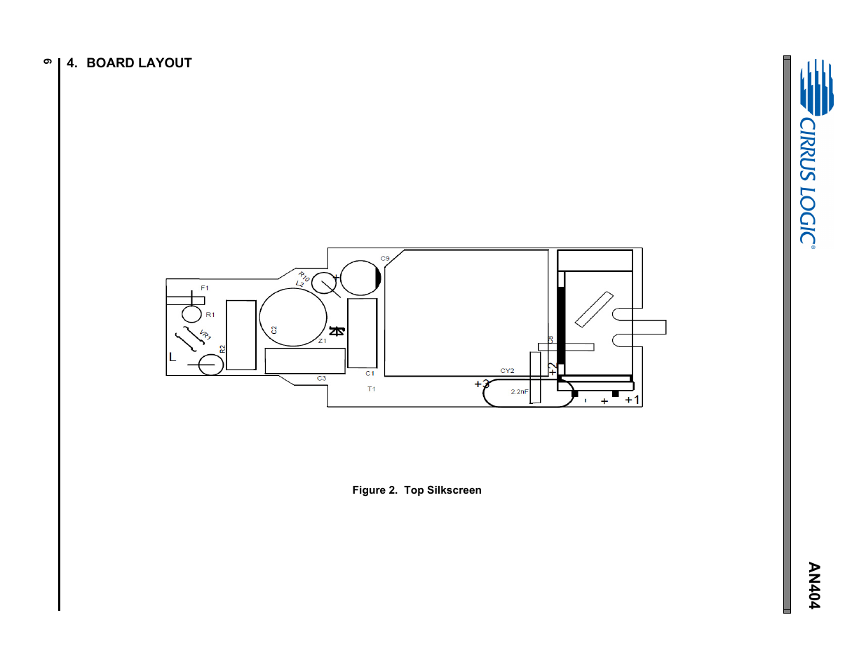 Board layout, An404 | Cirrus Logic AN404 User Manual | Page 6 / 15