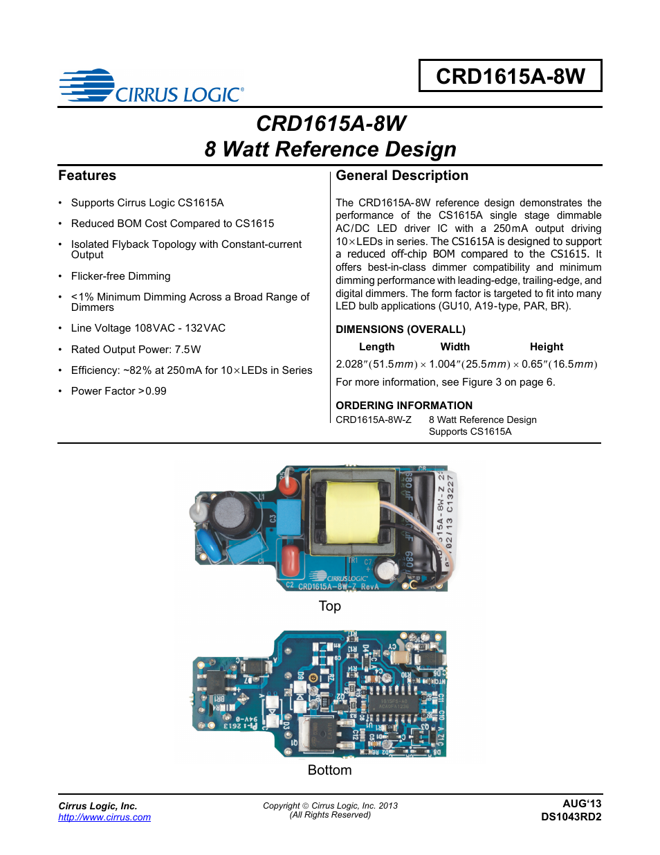 Cirrus Logic CRD1615A-8W User Manual | 21 pages