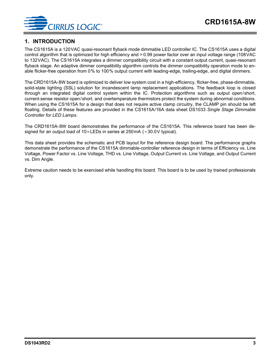 Introduction | Cirrus Logic CRD1615A-8W User Manual | Page 3 / 21