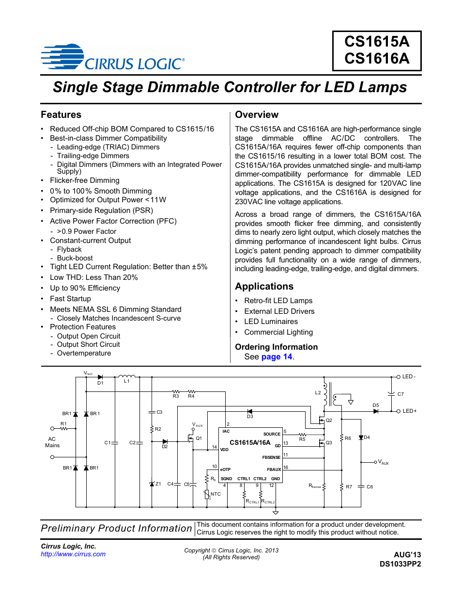 Cirrus Logic CS1616A User Manual | 16 pages