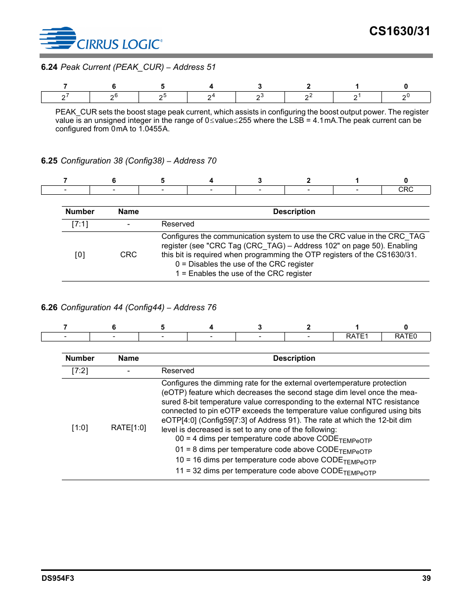 Ster (see "peak current | Cirrus Logic CS1631 User Manual | Page 39 / 56