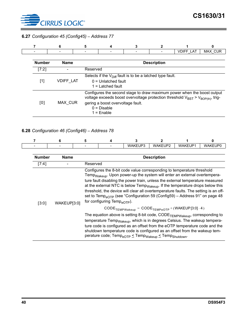 Configuration 46 (config46) | Cirrus Logic CS1631 User Manual | Page 40 / 56