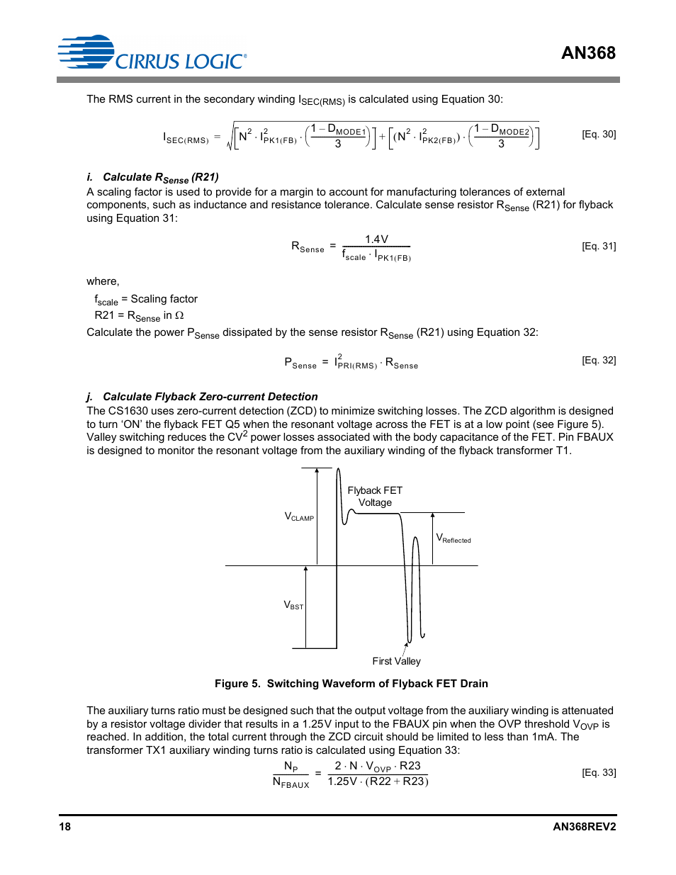 I. calculate r, J. calculate flyback zero-current detection, An368 | Cirrus Logic AN368 User Manual | Page 18 / 80