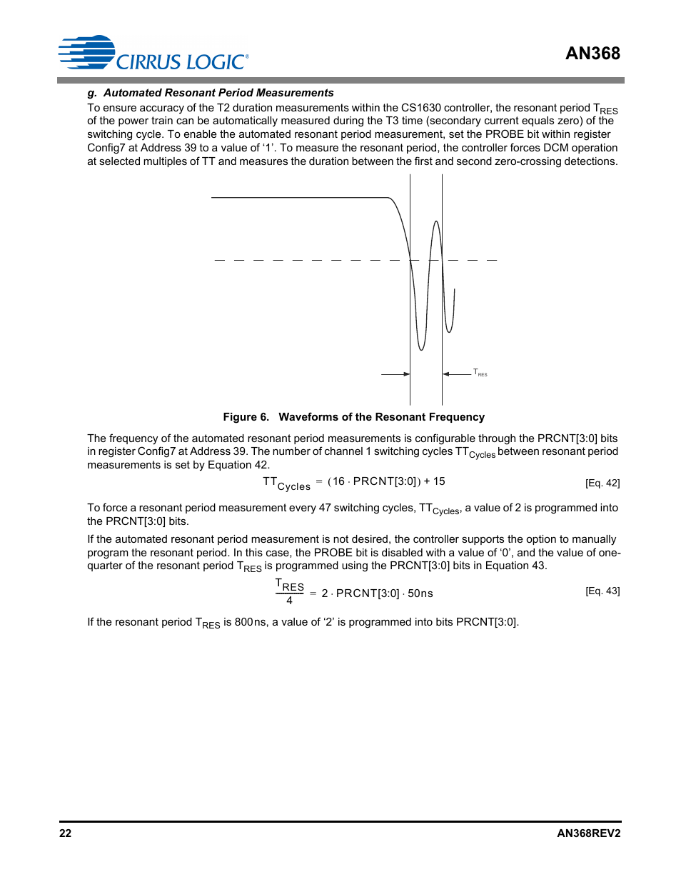 G. automated resonant period measurements, Automated resonant period measurements on, An368 | Cirrus Logic AN368 User Manual | Page 22 / 80