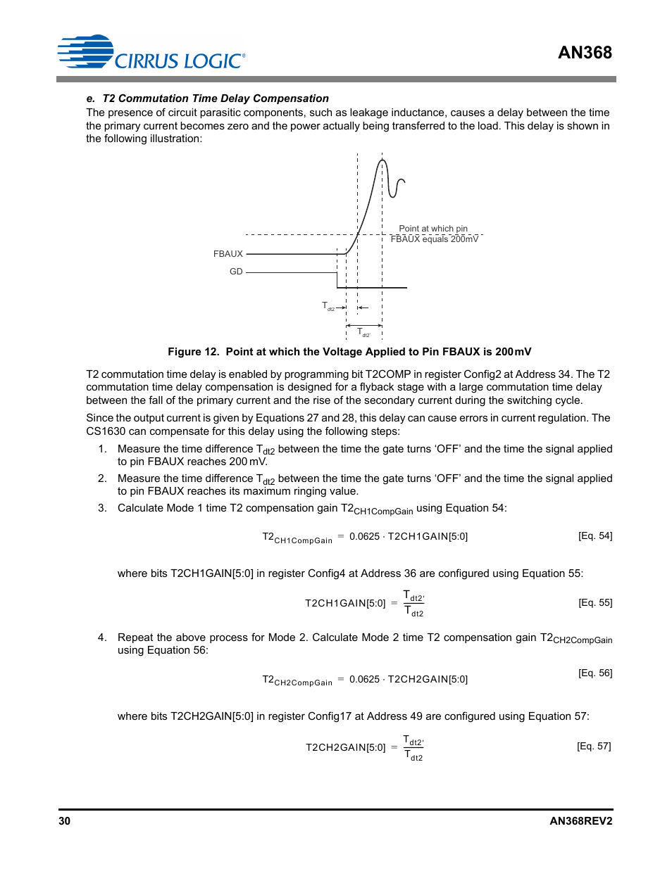 E. t2 commutation time delay compensation, An368 | Cirrus Logic AN368 User Manual | Page 30 / 80
