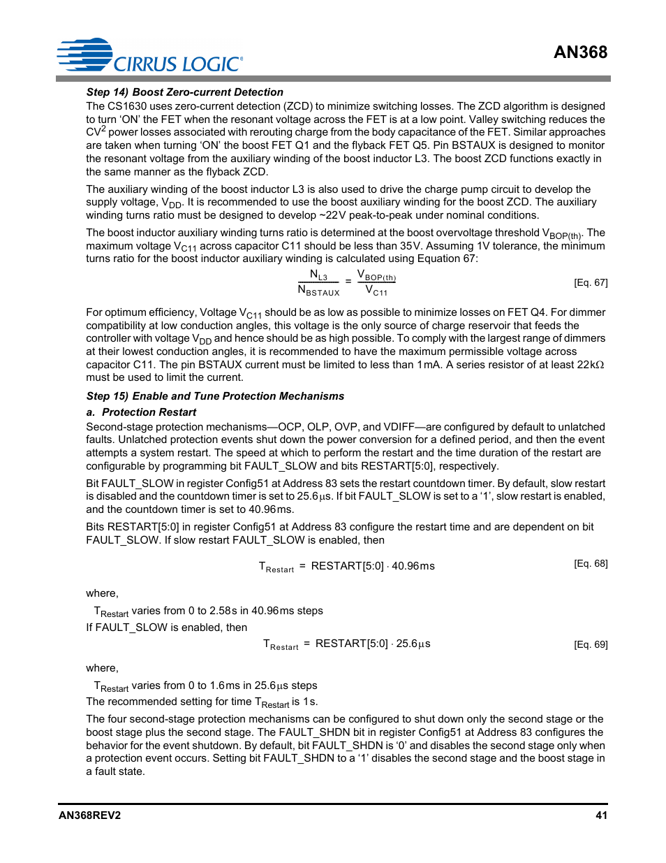 A.protection restart, An368 | Cirrus Logic AN368 User Manual | Page 41 / 80