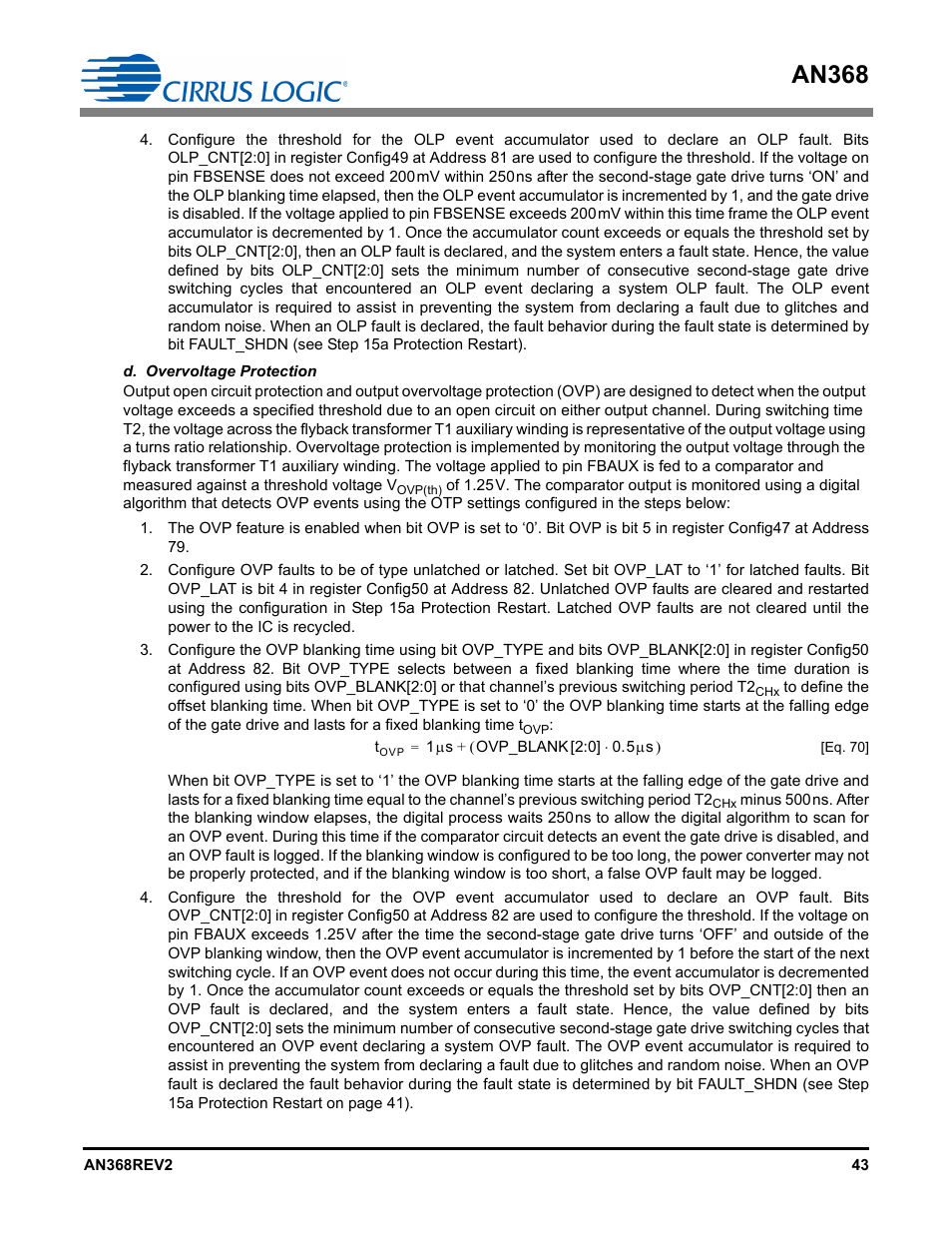 D. overvoltage protection, An368 | Cirrus Logic AN368 User Manual | Page 43 / 80